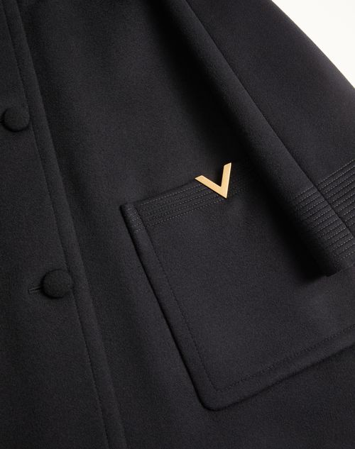 Valentino - Wool Drap Coat - Black - Woman - Coats And Outerwear